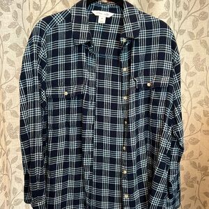 Old Navy Blue Plaid Button Down, The Boyfriend Shirt